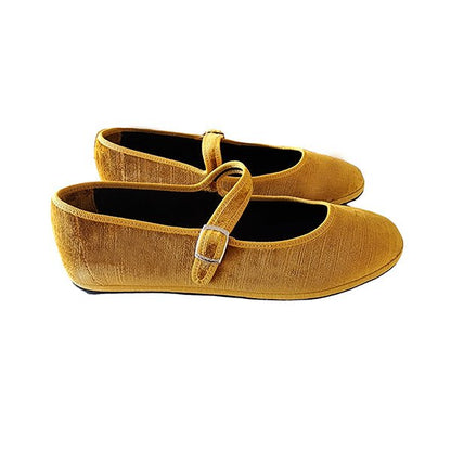 Ginger Mary Jane Handmade Italian Design Womens Velvet Ocra Slip On by Mar Soreli – Don't Panic Shoes