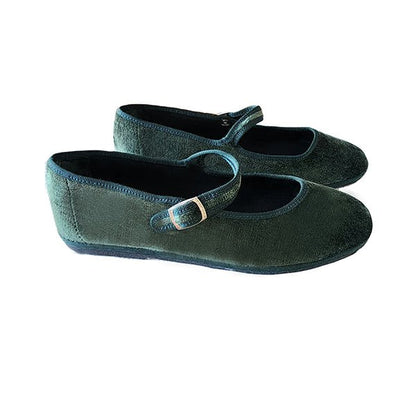 Ginger Mary Jane Italian Handmade Women's Velvet Verde Seta Slip On by Mar Soreli – Don't Panic Shoes
