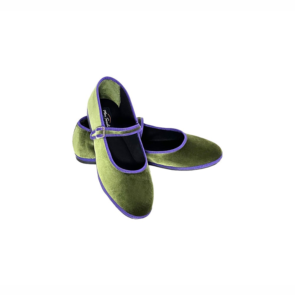 Ginger Mary Jane Verde Oliva Viola Women's Velvet Slip On by Mar Soreli – Don't Panic Shoes