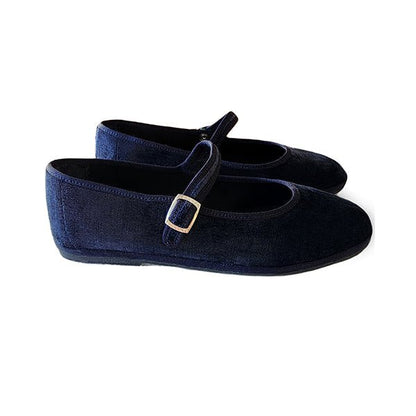 Ginger Mary Jane Womens Velvet Blue Seta Shoes Handmade Slip On by Mar Soreli – Don't Panic Shoes