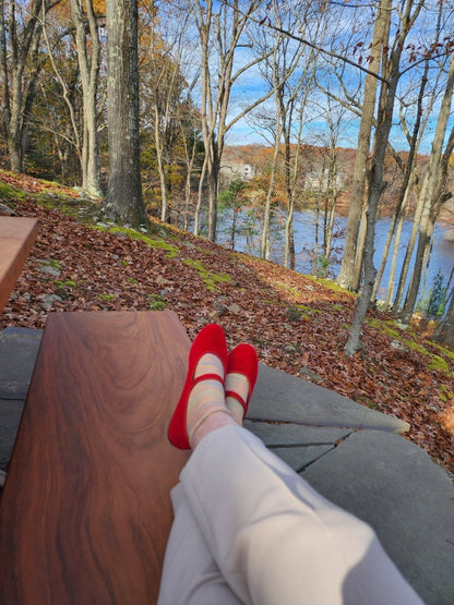 Ginger Mary Jane Women’S Velvet Rosso Seta Slip On by Mar Soreli – Don't Panic Shoes