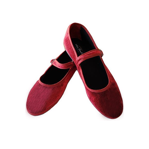 Ginger Mary Jane Women’S Velvet Rosso Seta Slip On by Mar Soreli – Don't Panic Shoes