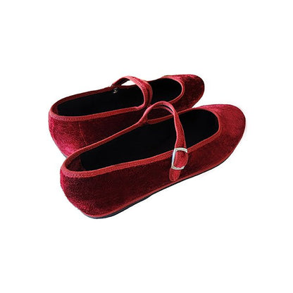 Ginger Mary Jane Women’S Velvet Rosso Seta Slip On by Mar Soreli – Don't Panic Shoes