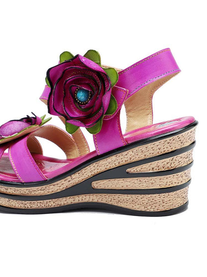 Gorgeous Handmade Rose Wedge Sandals Sandals by Colorstepshoes – Don't Panic Shoes