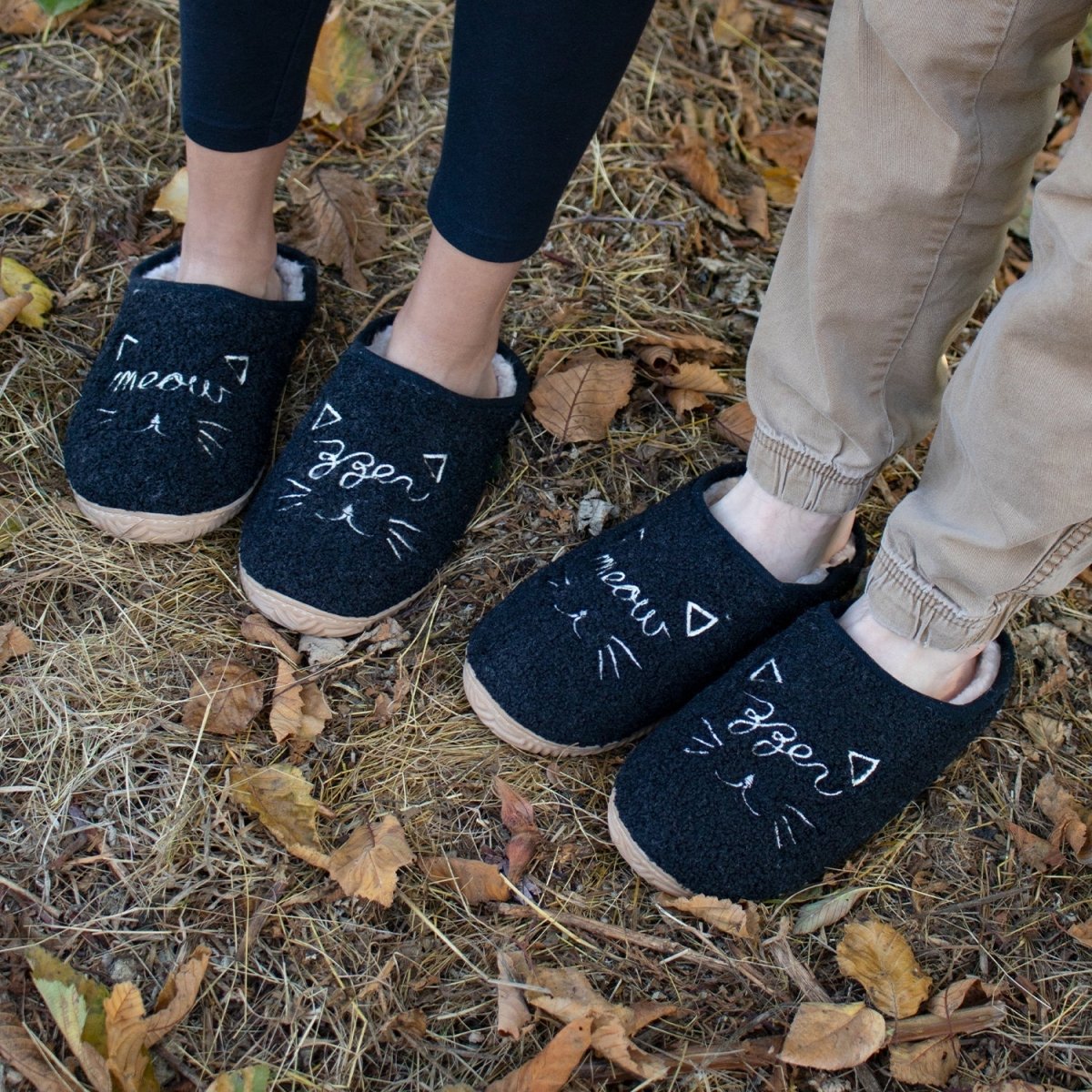 Graphic Meowzzer Women’S Canvas Cat Slippers Plush Black Staheekum Women's Slippers by Staheekum Women's – Don't Panic Shoes