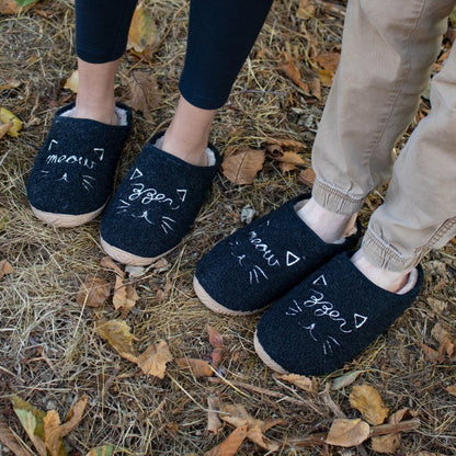 Graphic Meowzzer Women’S Canvas Cat Slippers Plush Black Staheekum Women's Slippers by Staheekum Women's – Don't Panic Shoes