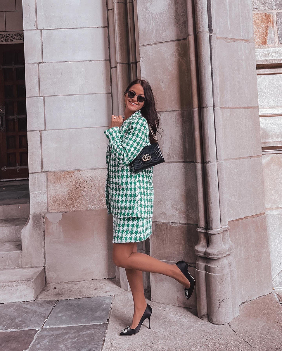 Lauren Houndstooth Skirt Women's Fabric With Big Pockets