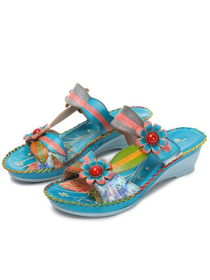 Gwen Floral Embossing Sandals Shoes by Colorstepshoes – Don't Panic Shoes