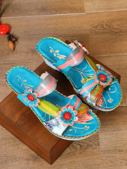 Gwen Floral Embossing Sandals Shoes by Colorstepshoes – Don't Panic Shoes
