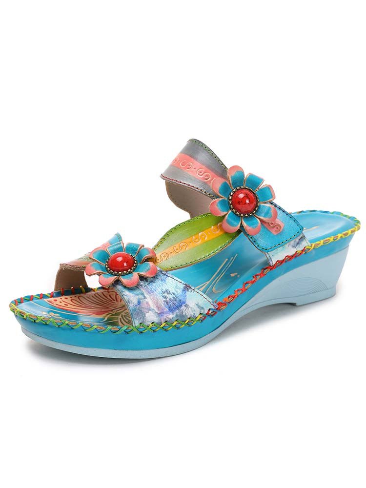 Gwen Floral Embossing Sandals Shoes by Colorstepshoes – Don't Panic Shoes