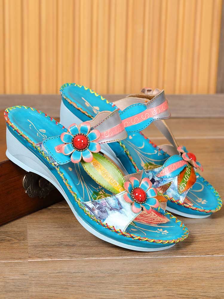 Gwen Floral Embossing Sandals Shoes by Colorstepshoes – Don't Panic Shoes