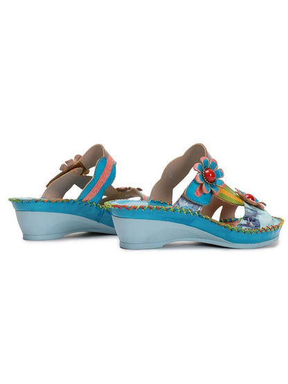 Gwen Floral Embossing Sandals Shoes by Colorstepshoes – Don't Panic Shoes