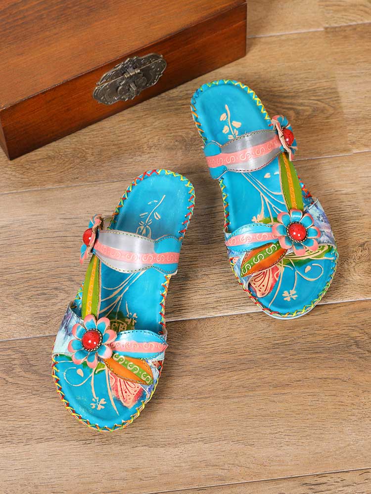 Gwen Floral Embossing Sandals Shoes by Colorstepshoes – Don't Panic Shoes