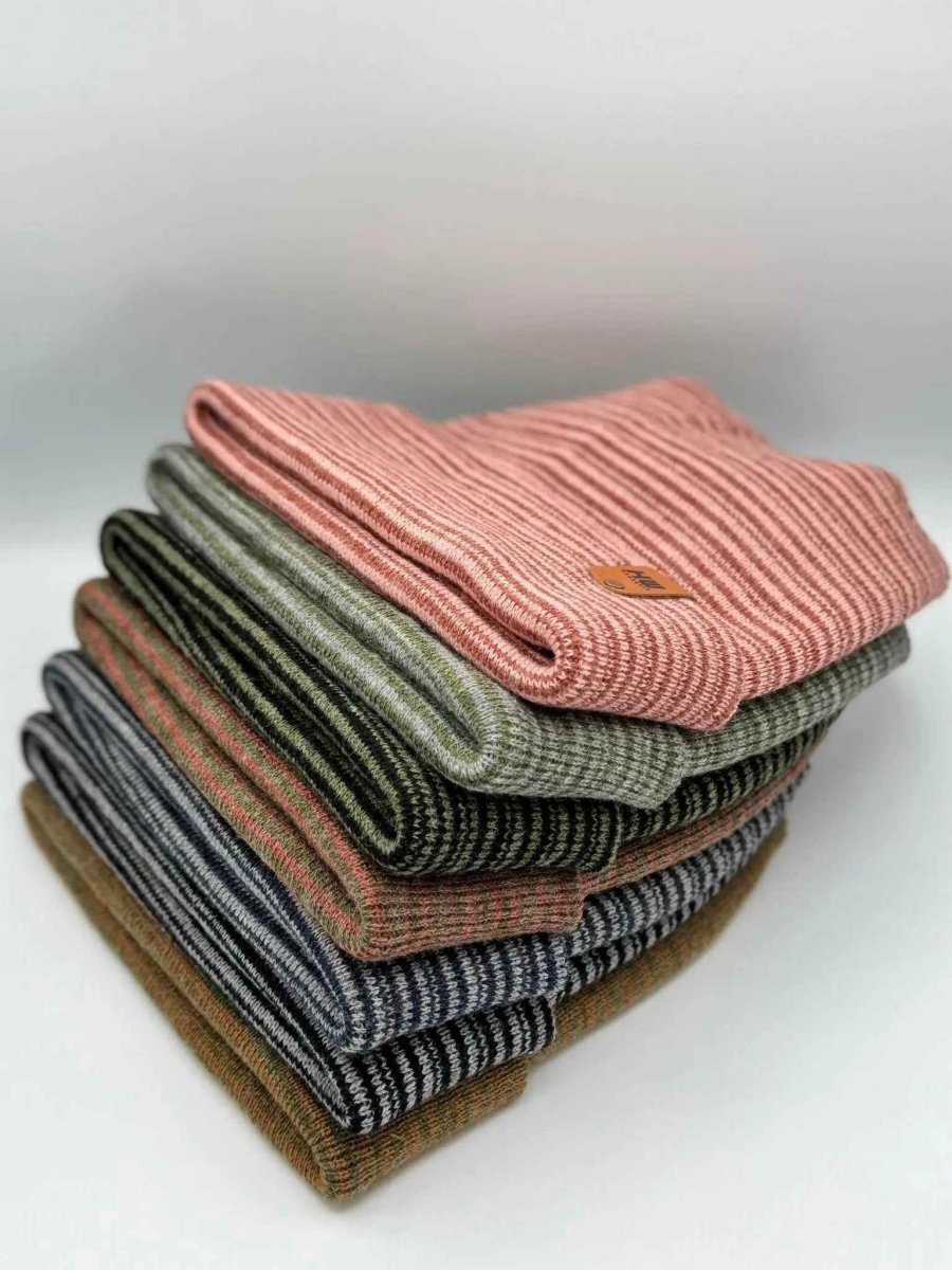 H - Stitch Contrast Cuffed Beanie Acrylic Knit Us - 12290131 - B2 Beanie by Haakwear Usa – Don't Panic Shoes