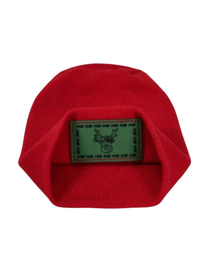 Haakwear Exclusive Christmas Reindeer H Stitch Beanie Acrylic Red Beanie by Haakwear Usa – Don't Panic Shoes