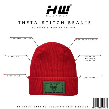 Haakwear Exclusive Christmas Reindeer H Stitch Beanie Acrylic Red Beanie by Haakwear Usa – Don't Panic Shoes