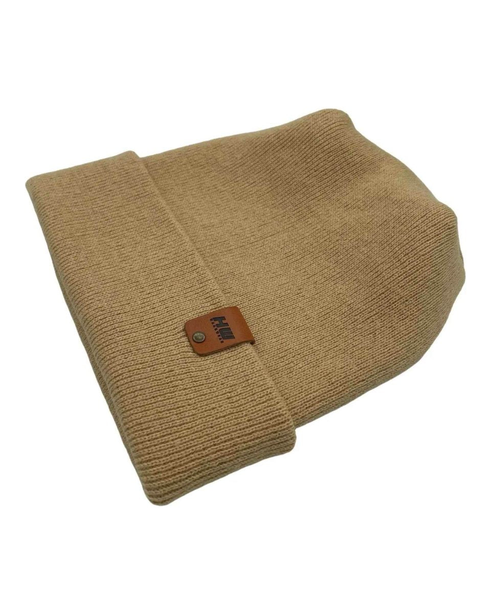 Haakwear H - Stitch Cuffed Beanie Knit Fabric Dune Beige Beanie by Haakwear Usa – Don't Panic Shoes