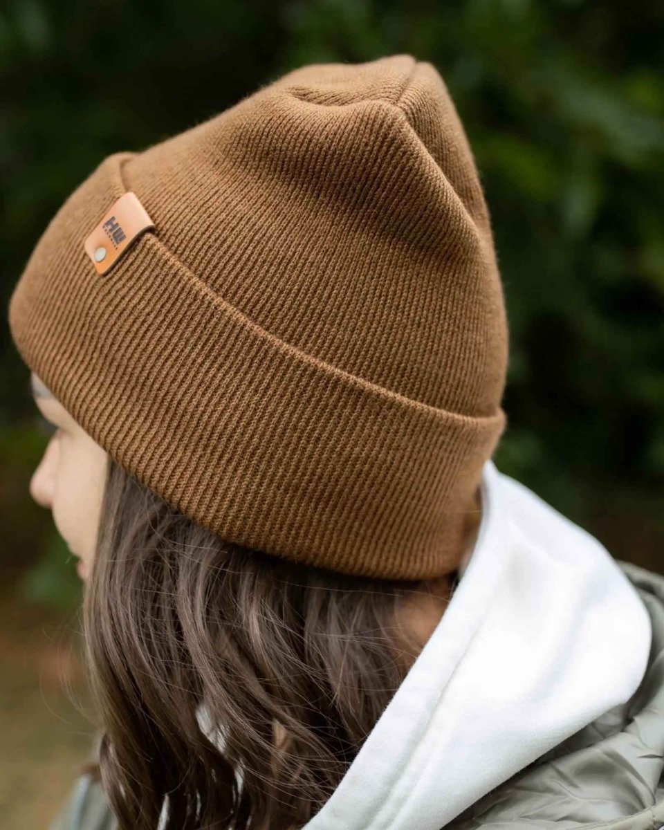 Haakwear H - Stitch Cuffed Beanie Made In United States Camel Brown Beanie by Haakwear Usa – Don't Panic Shoes