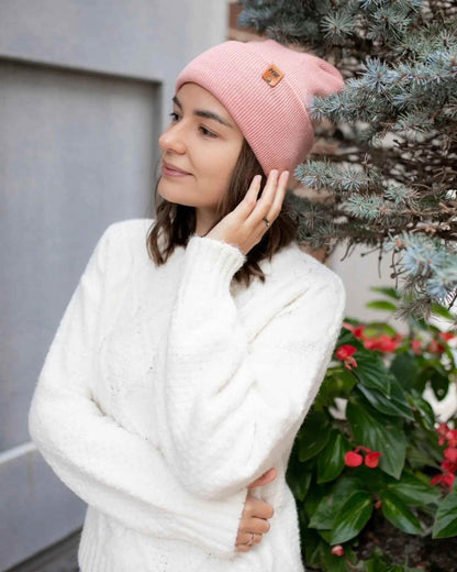 Haakwear H - Stitch Cuffed Beanie Made In United States Pearl Pink Beanie by Haakwear Usa – Don't Panic Shoes