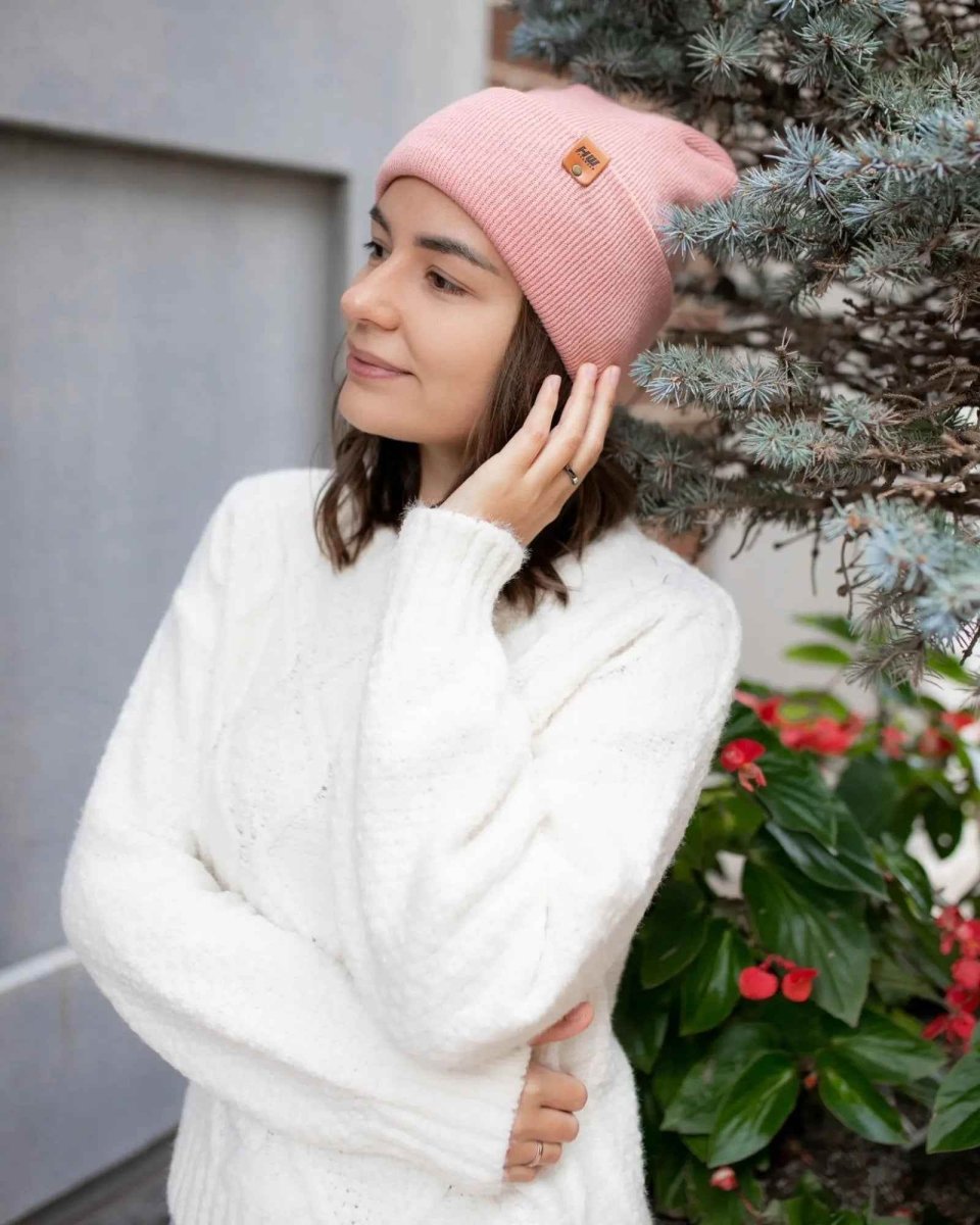 Haakwear H - Stitch Cuffed Beanie Made In United States Pearl Pink Beanie by Haakwear Usa – Don't Panic Shoes