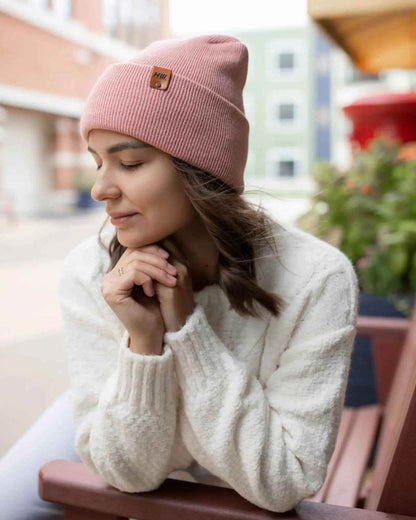 Haakwear H - Stitch Cuffed Beanie Made In United States Pearl Pink Beanie by Haakwear Usa – Don't Panic Shoes