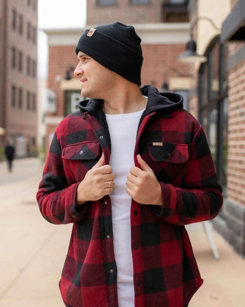 Haakwear H - Stitch Cuffed Beanie Made In Usa Charcoal Black Beanie by Haakwear Usa – Don't Panic Shoes