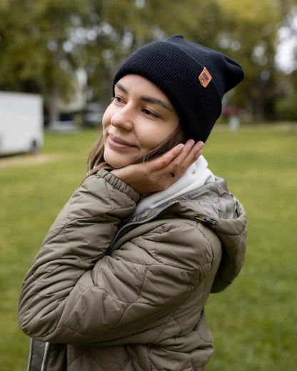 Haakwear H - Stitch Cuffed Beanie Made In Usa Midnight Black Beanie by Haakwear Usa – Don't Panic Shoes