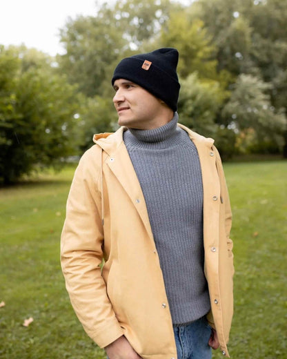 Haakwear H - Stitch Cuffed Beanie Made In Usa Midnight Black Beanie by Haakwear Usa – Don't Panic Shoes