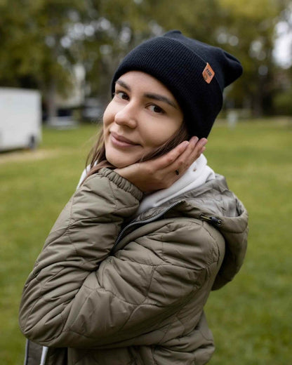 Haakwear H - Stitch Cuffed Beanie Made In Usa Midnight Black Beanie by Haakwear Usa – Don't Panic Shoes