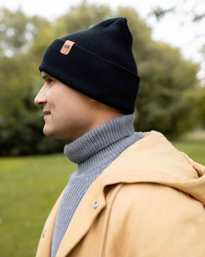 Haakwear H - Stitch Cuffed Beanie Made In Usa Midnight Black Beanie by Haakwear Usa – Don't Panic Shoes