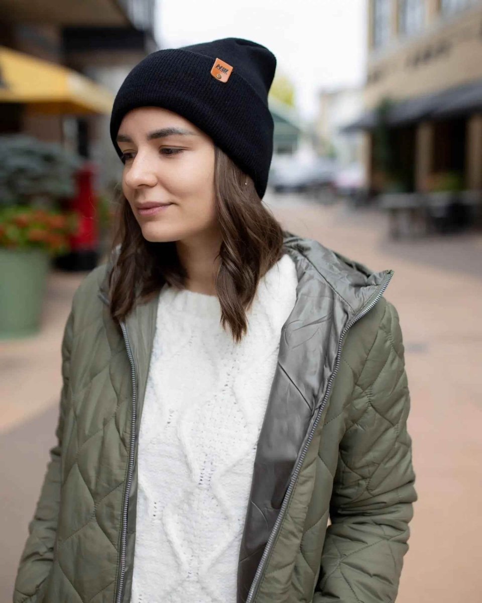 Haakwear H - Stitch Cuffed Beanie Made In Usa Midnight Black Beanie by Haakwear Usa – Don't Panic Shoes