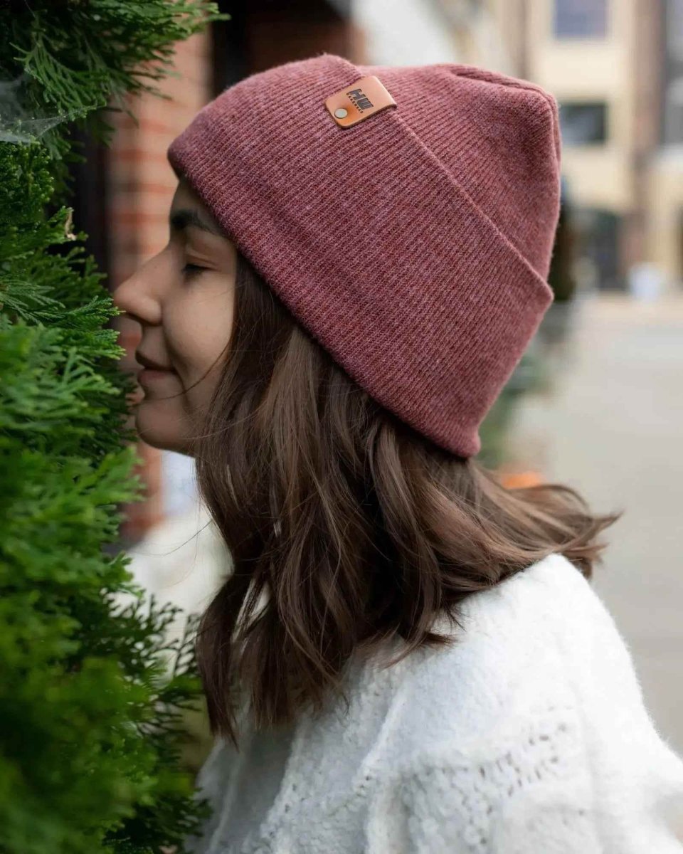 Haakwear H - Stitch Cuffed Beanie Patented Design Rusty Burgundy Beanie by Haakwear Usa – Don't Panic Shoes
