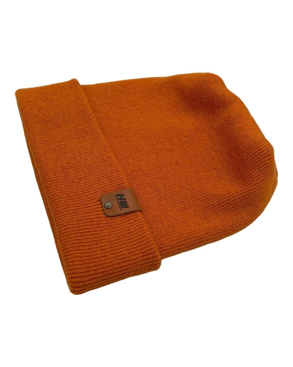 Haakwear H - Stitch Cuffed Beanie Patented Design Tiger Orange Beanie by Haakwear Usa – Don't Panic Shoes