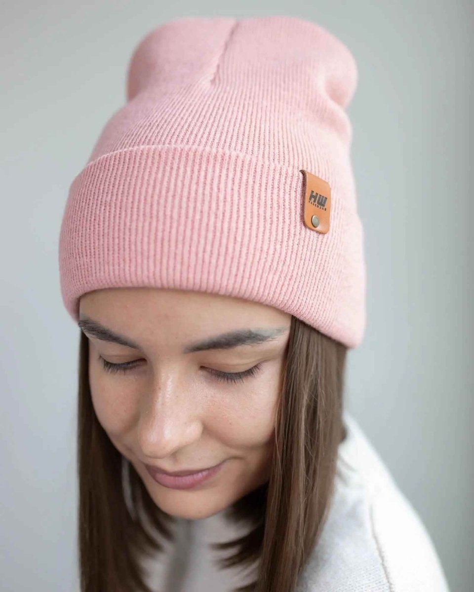 Haakwear Pearl Pink Beanie Knit Cuffed Classic Hat Beanie by Haakwear Usa – Don't Panic Shoes