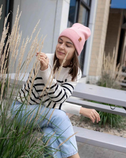 Haakwear Pearl Pink Beanie Knit Cuffed Classic Hat Beanie by Haakwear Usa – Don't Panic Shoes
