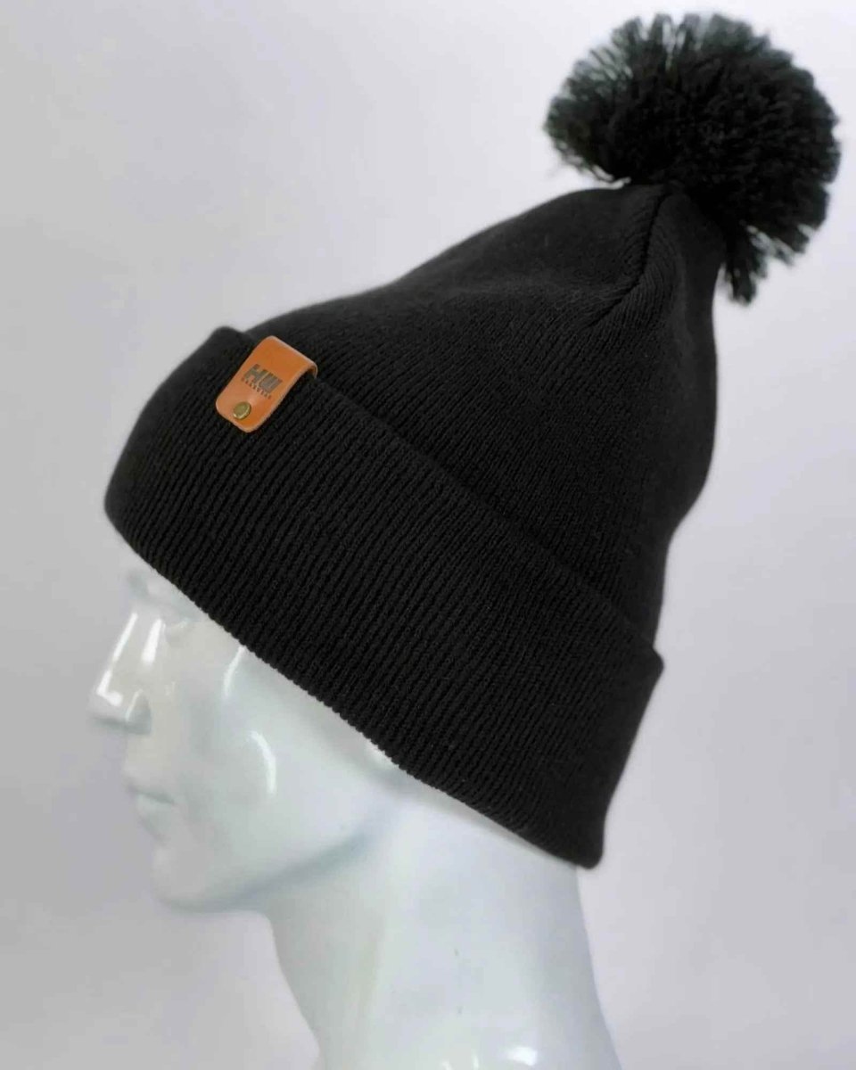 Haakwear Pompom Beanie Made In Usa Midnight Black Cpp1 Beanie by Haakwear Usa – Don't Panic Shoes