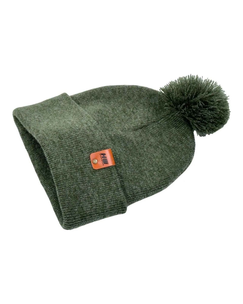 Haakwear Pompom Beanie Usa Made Forest Green Cozy Cpp1 Beanie by Haakwear Usa – Don't Panic Shoes