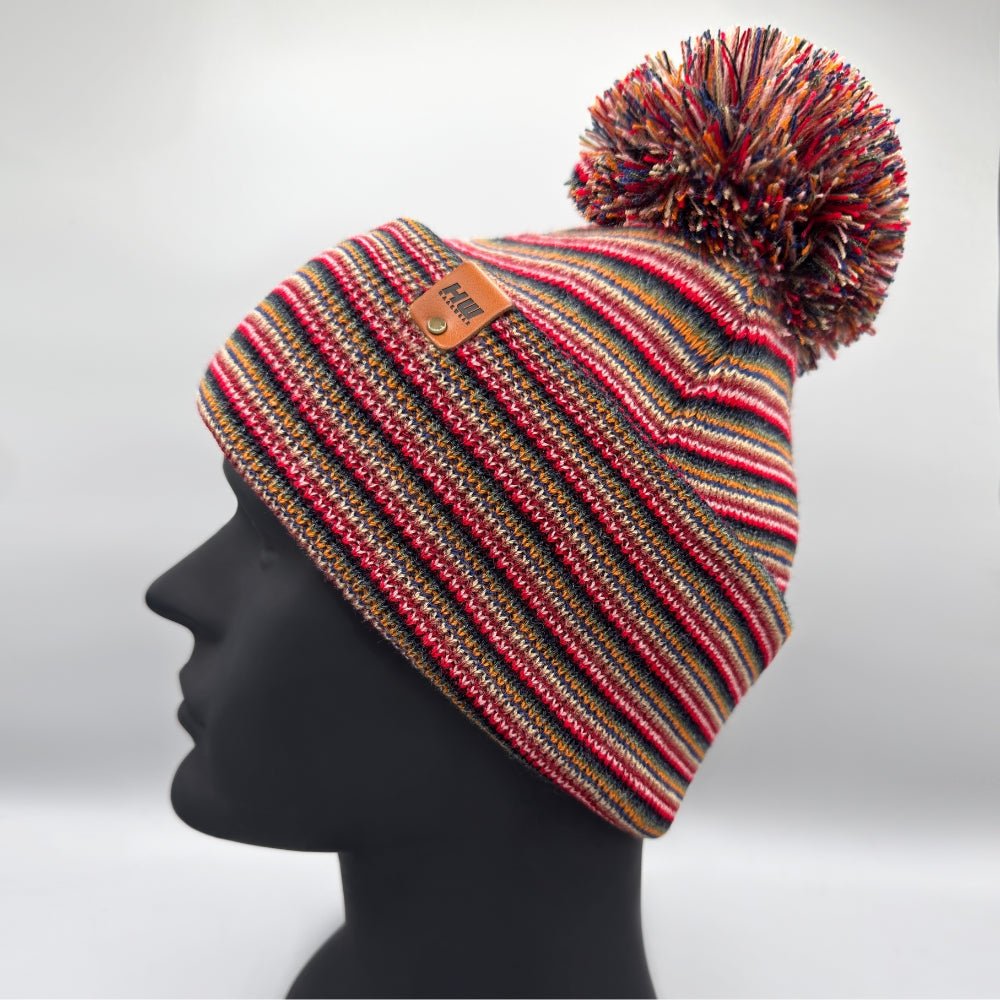Haakwear – Traditional Pom Pom Beanie Multi Color Knit Beanie by HAAKWEAR USA – Don't Panic Shoes