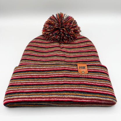 Haakwear – Traditional Pom Pom Beanie Multi Color Knit Beanie by HAAKWEAR USA – Don't Panic Shoes