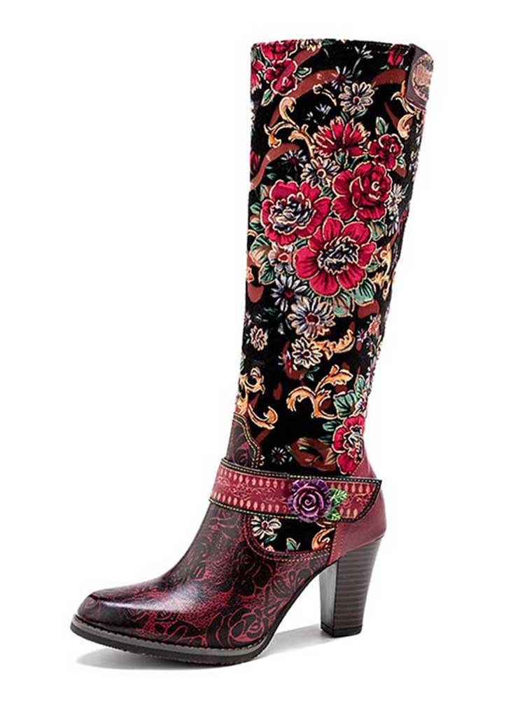 Handmade Floral Embossed Embroidery Elegant Boots Boots by Colorstepshoes – Don't Panic Shoes