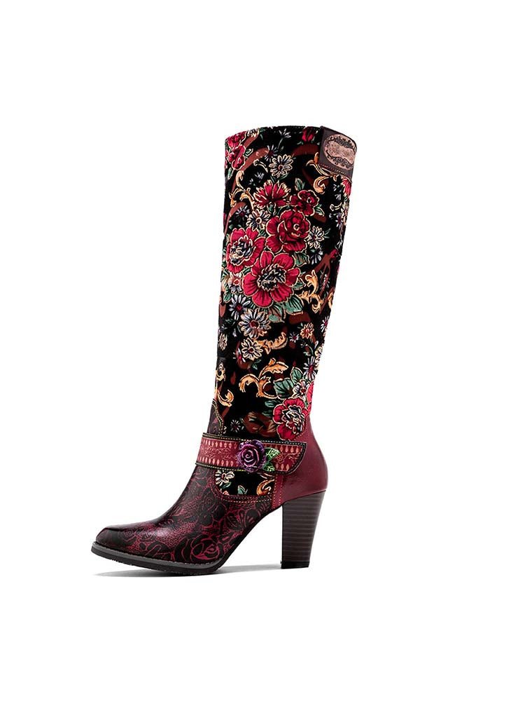 Handmade Floral Embossed Embroidery Elegant Boots Boots by Colorstepshoes – Don't Panic Shoes