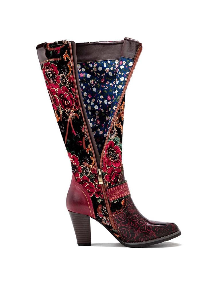 Handmade Floral Embossed Embroidery Elegant Boots Boots by Colorstepshoes – Don't Panic Shoes