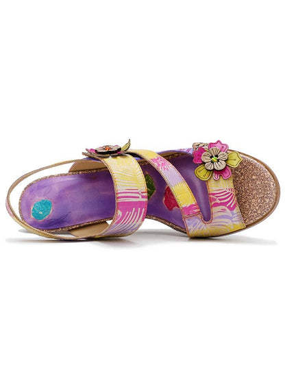 Handmade Leather Colored Stripe Heel Comfy Sandals Pumps by Colorstepshoes – Don't Panic Shoes