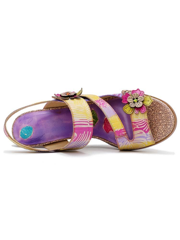 Handmade Leather Colored Stripe Heel Comfy Sandals Pumps by Colorstepshoes – Don't Panic Shoes