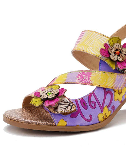 Handmade Leather Colored Stripe Heel Comfy Sandals Pumps by Colorstepshoes – Don't Panic Shoes