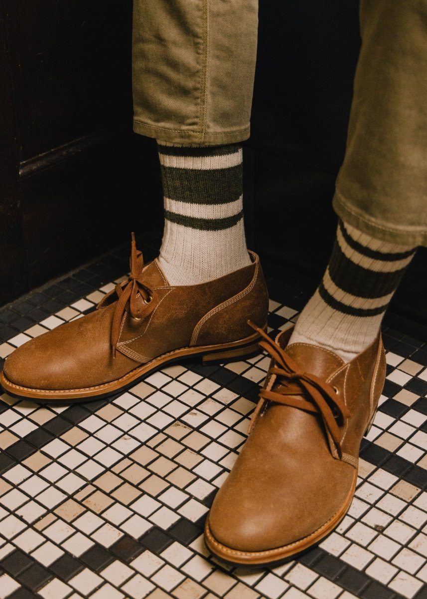 Heathered Mono Stripe Knit Socks Twisted Yarn Design Socks by American Trench – Don't Panic Shoes