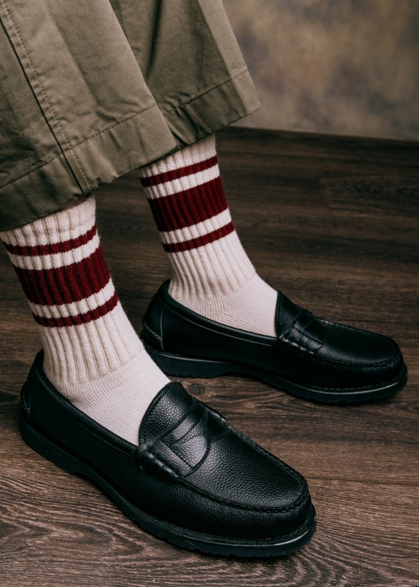 Heathered Mono Stripe Knit Socks Twisted Yarn Design Socks by American Trench – Don't Panic Shoes