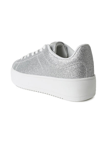 Hero | Silver Fine Glitter Sneakers by J.Adams – Don't Panic Shoes