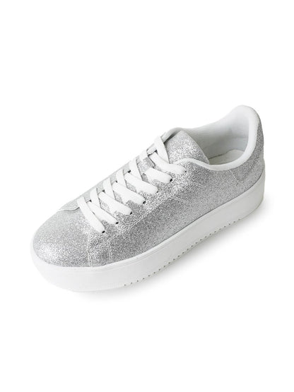 Hero | Silver Fine Glitter Sneakers by J.Adams – Don't Panic Shoes