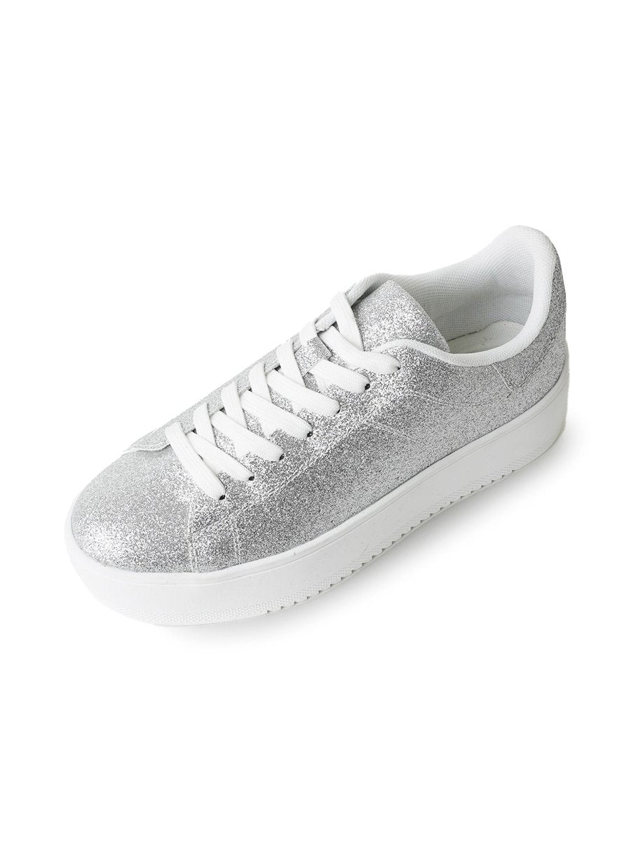 Hero | Silver Fine Glitter Sneakers by J.Adams – Don't Panic Shoes